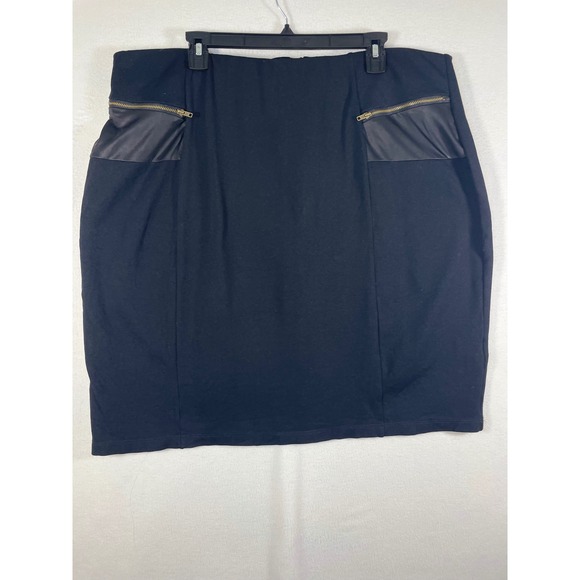 Gramercy 22 Women 2X Black Pencil Skirt Faux Leather Pockets Career Made in USA - Picture 9 of 10